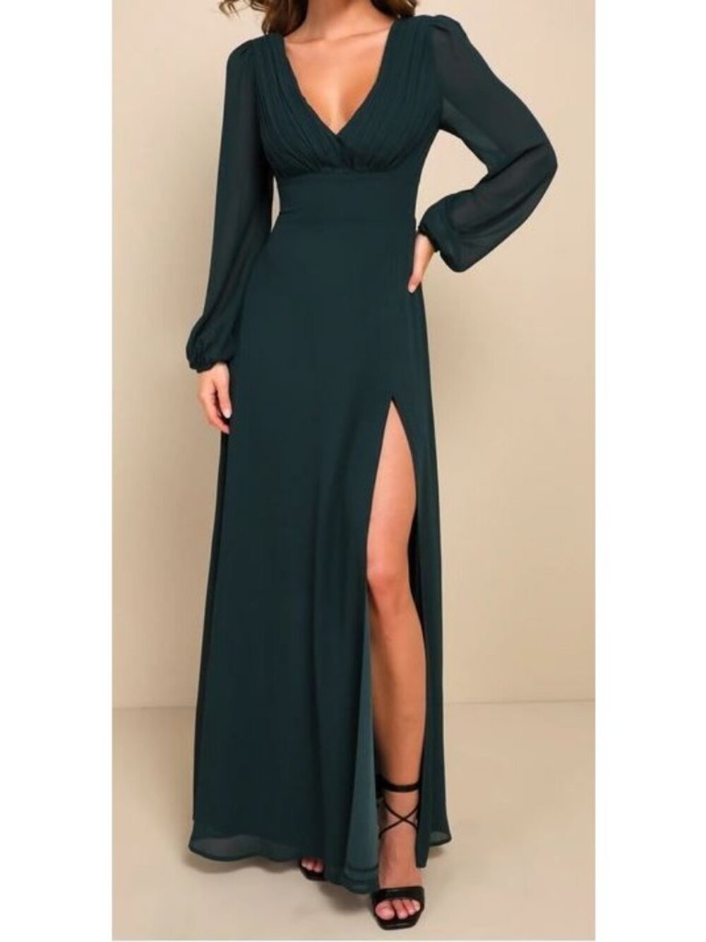Lulus Marvelous Affair Emerald Green Pleated Lace-Up Maxi Dress Size Small NWOT